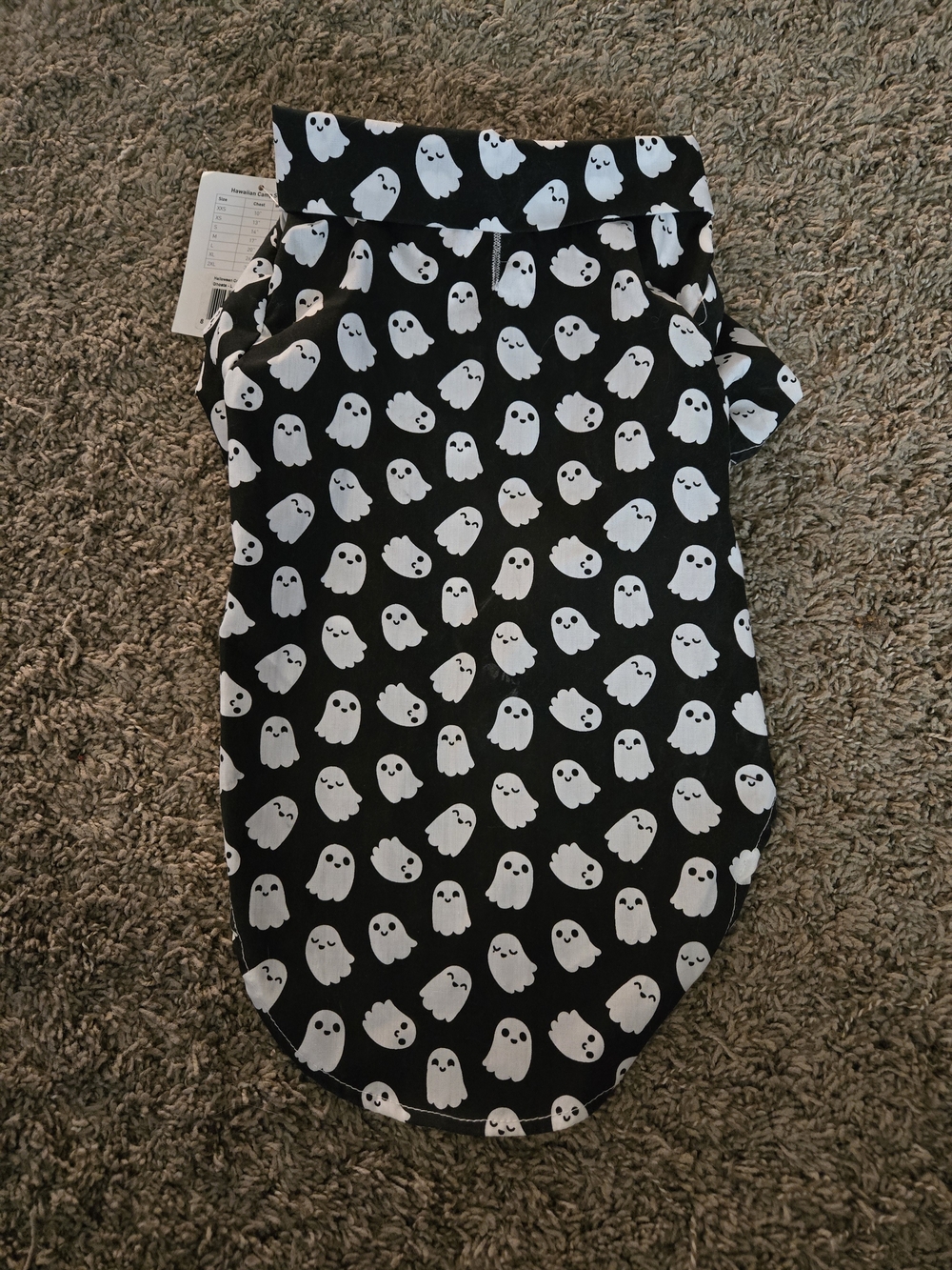 Dog Black Ghost Print Camp Shirt